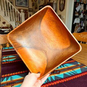 Square Vintage Solid Wood Catch All Bowl / Serving Bowl